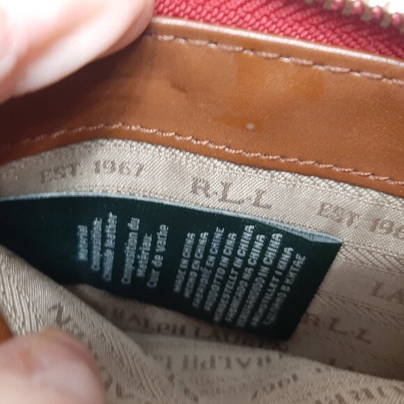 Ralph Lauren Vermillion Red Chiswell Leather Zip Clutch Organizer Wallet - Picture 4 of 9